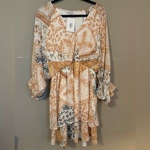 NWT White Birch Multi Color Bandana Dress Size XL
